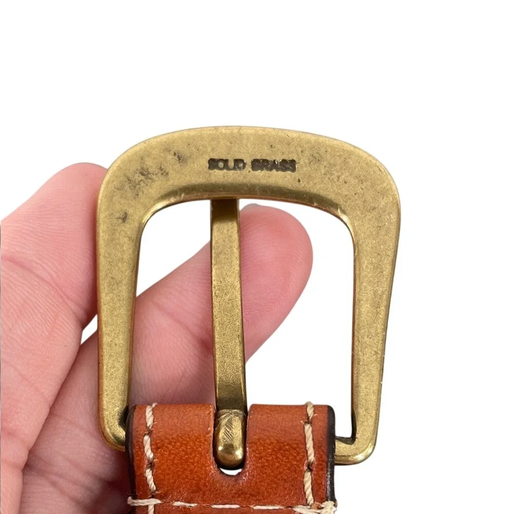 Relic Womens XL Patchwork Genuine Leather Belt‎ Multi Color Brass Buckle Boho